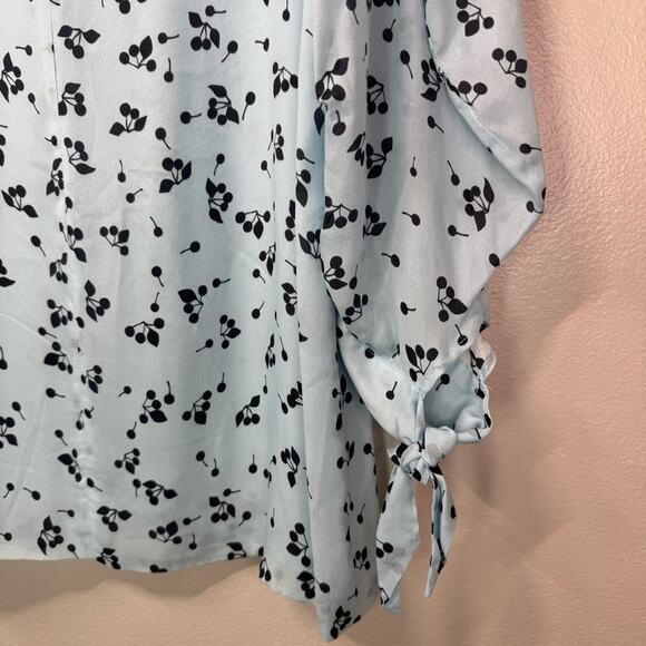 PAPER LONDON Mock Neck Silk/Rayon Blue Berry Blouse Women’s Size 12 PRISTINE - Picture 6 of 9